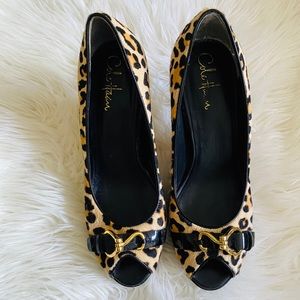 Cole Han Leopard Ponyhair Pumps w/Buckles